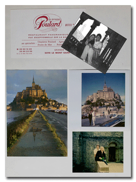 Scrapbook page from 1988. Bungee Couplies at Mount-Saint-Michel, France