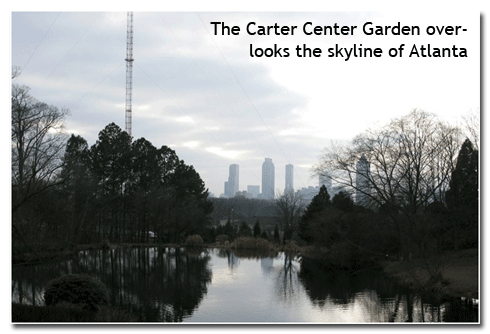 The Carter Center Garden overlooks the skyline of Atlanta