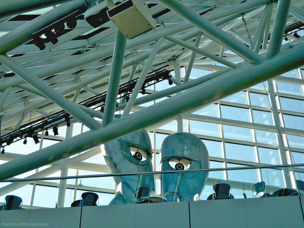 Dining terrace inside the Rock and Roll Hall of Fame pyramid