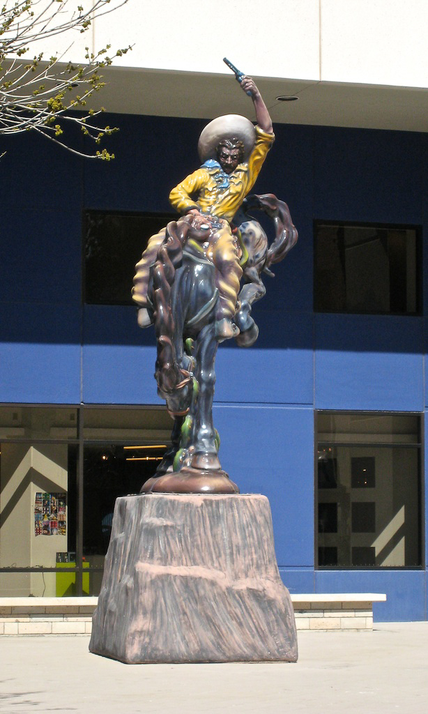 Vaquero, by Luis Jiménez is outside the El Paso Museum of Art.