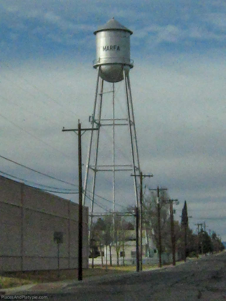 Old iPhone picture of Marfa's iconic watertower