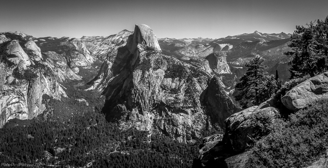 Looking across Yosemite  Valley to Half Dome from Glacier Point.
