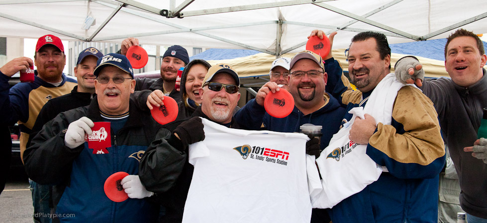 The KnottHeads proudly display the award paraphernalia that was given them by ESPN - BEST Tailgaters!