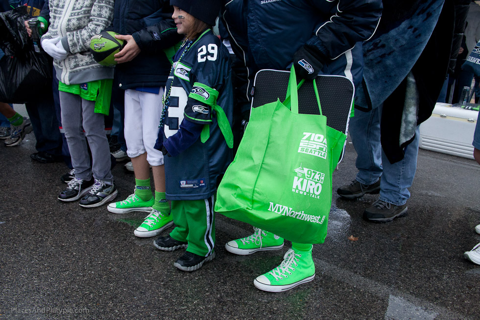 Seahawks fans showing their green