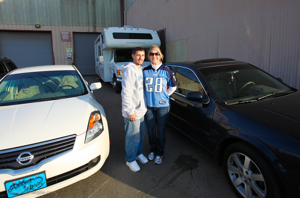 These were the nice parking folks who took us in despite our LARGE car - TITANS FANS OF COURSE!