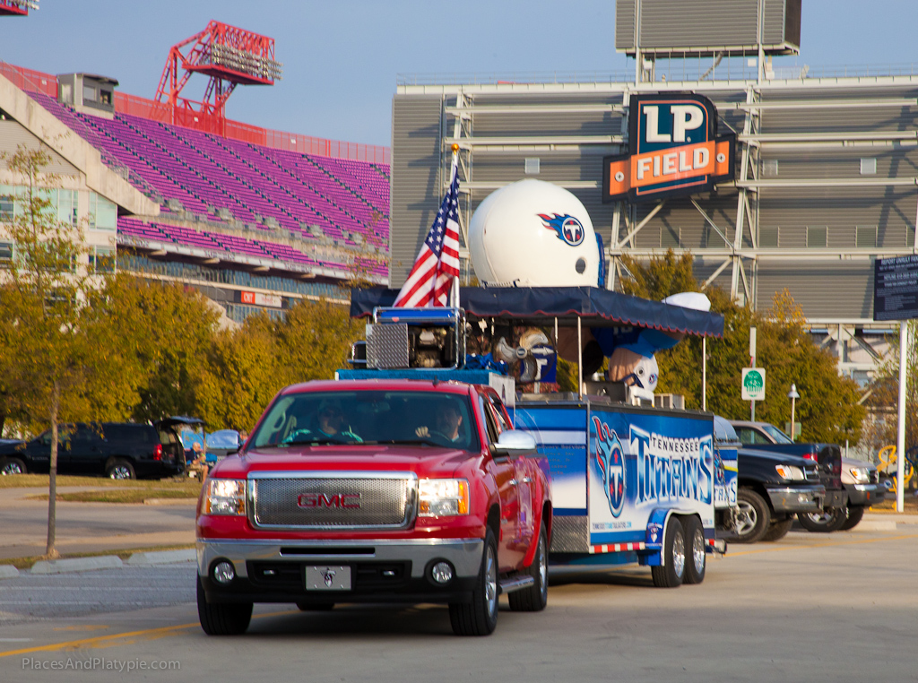 The Tennessee Titans Tailgaters set up in LOT 'T' just past the pedestrian bridge