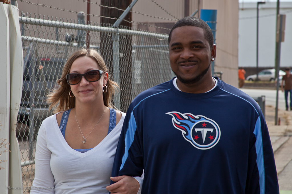 Happy to be together going to the game!  Nice!